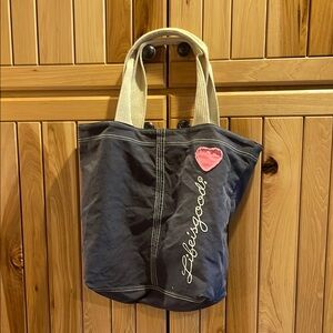 Life Is Good Pink and Black Heart Tote Bag
